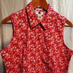 Women's Summer Short Sleeve Pink/Red Floral Shirt (L)